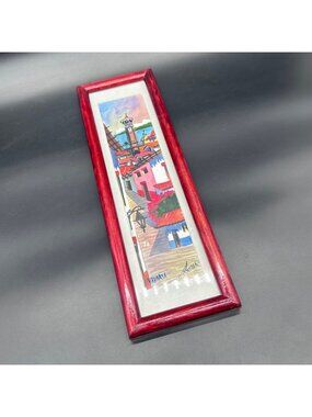 Vintage Wall Hanging Mexico Vallarta Street Painting Wooden Frame Artist Signed
